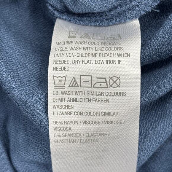 Susan Graver Turtleneck Tunic Size L Petite Blue Jersey Knit Pockets Stretch - Picture 10 of 10